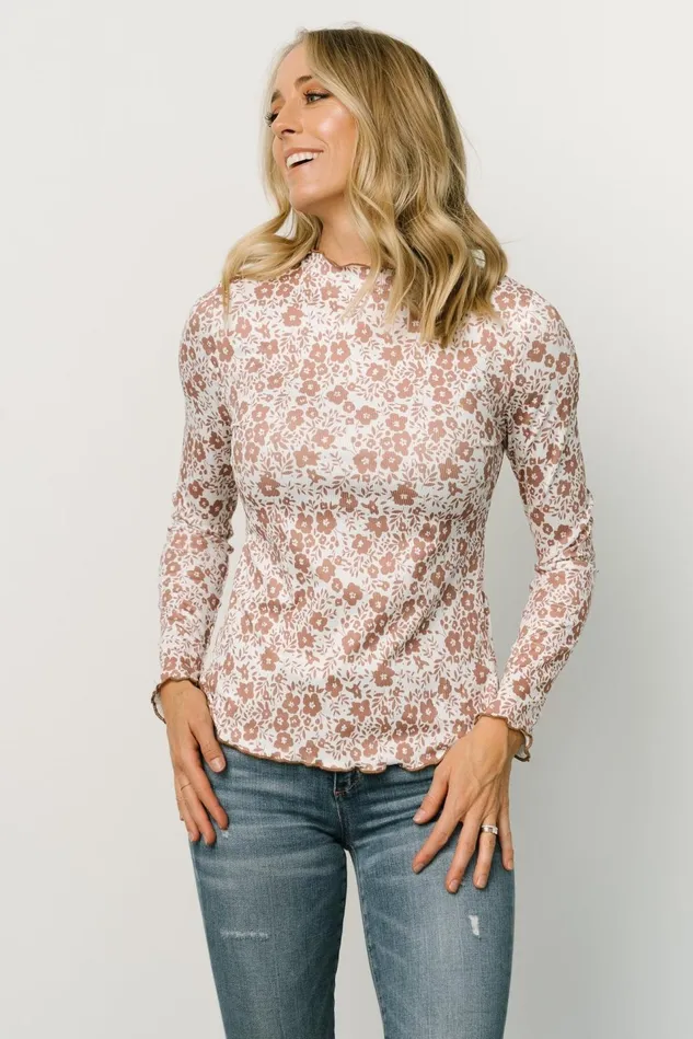 Baltic Born Blouses Shirts Women Gale Ribbed Top Mocha White Baltic Born Blouses Shirts Women Gale Ribbed Top Mocha White
