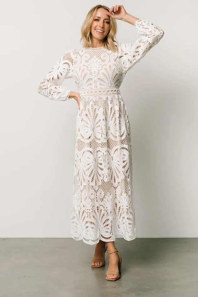 Baltic Born Bridal Women Eldora Lace Midi Dress Off White