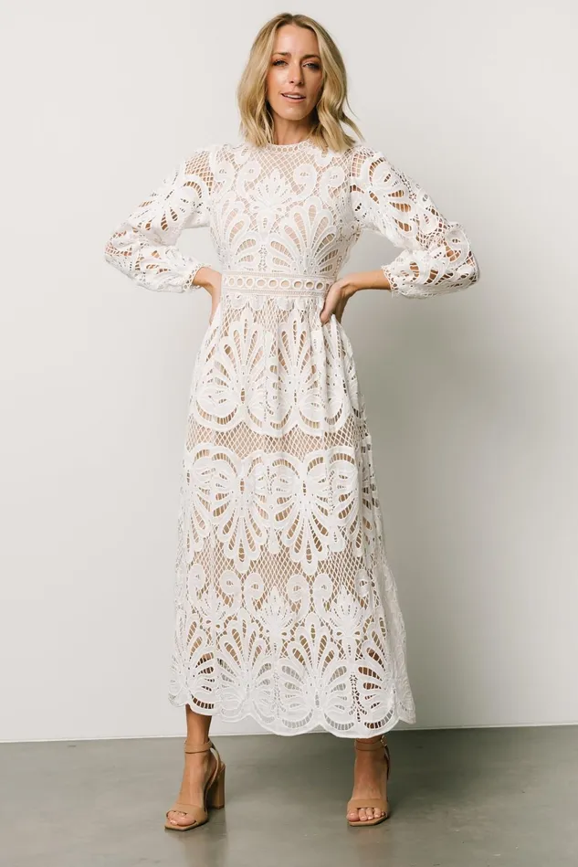 Baltic Born Bridal Women Eldora Lace Midi Dress Off White Baltic Born Bridal Women Eldora Lace Midi Dress Off White
