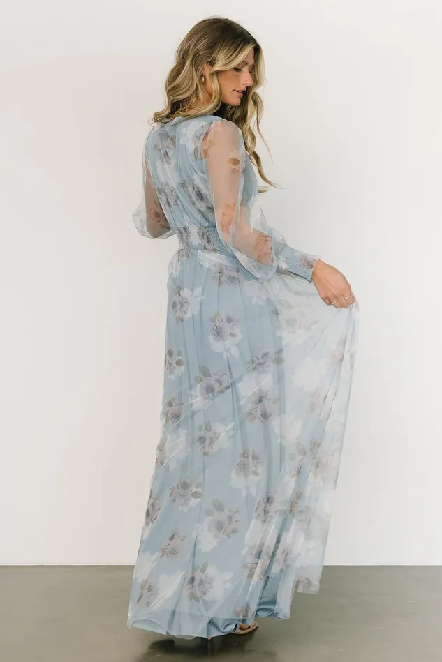 Baltic Born Bump Friendly Women Layla Tulle Maxi Dress Light Blue Floral