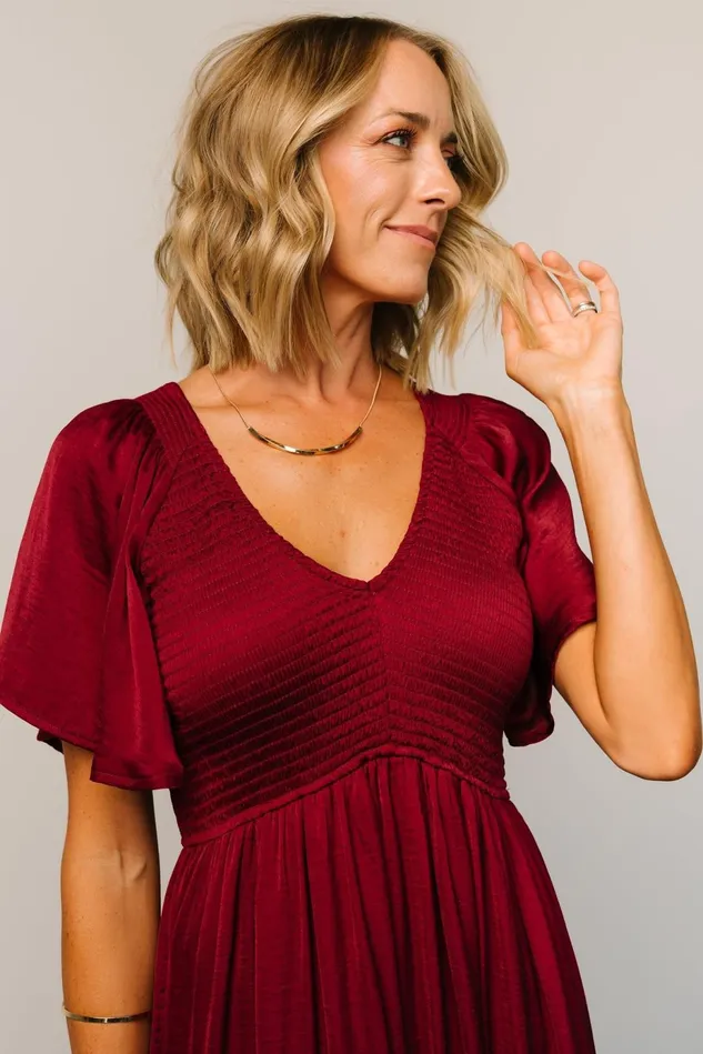Baltic Born Bump Friendly Women Lovell Smocked Midi Dress Wine