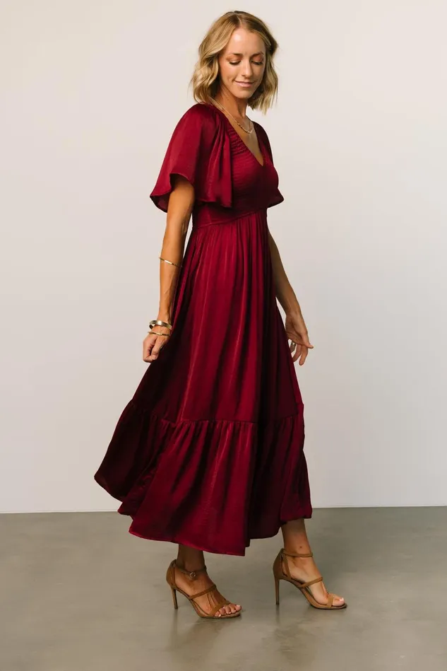 Baltic Born Bump Friendly Women Lovell Smocked Midi Dress Wine