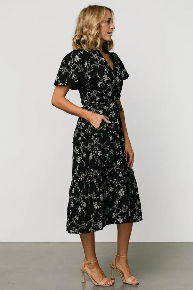 Baltic Born Bump Friendly Women Odeya Tiered Midi Dress Black White Baltic Born Bump Friendly Women Odeya Tiered Midi Dress Black White