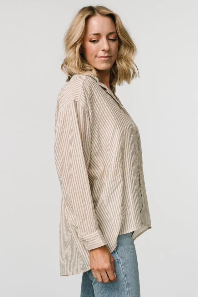 Baltic Born Cover Ups Women Sheldon Striped Oversized Top Natural Baltic Born Cover Ups Women Sheldon Striped Oversized Top Natural