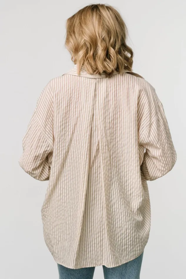 Baltic Born Cover Ups Women Sheldon Striped Oversized Top Natural Baltic Born Cover Ups Women Sheldon Striped Oversized Top Natural