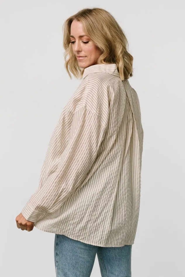Baltic Born Cover Ups Women Sheldon Striped Oversized Top Natural Baltic Born Cover Ups Women Sheldon Striped Oversized Top Natural
