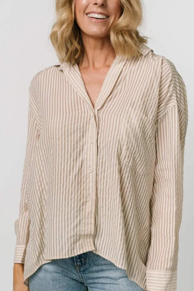 Baltic Born Cover Ups Women Sheldon Striped Oversized Top Natural Baltic Born Cover Ups Women Sheldon Striped Oversized Top Natural