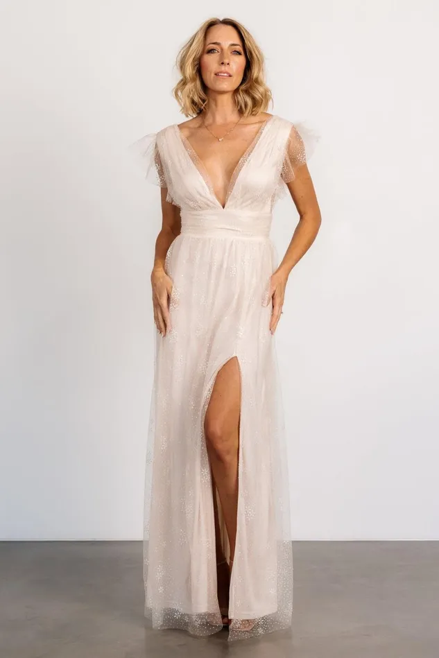 Baltic Born Embellished Sequin Women Adalyn Shimmer Maxi Dress Champagne Baltic Born Embellished Sequin Women Adalyn Shimmer Maxi Dress Champagne