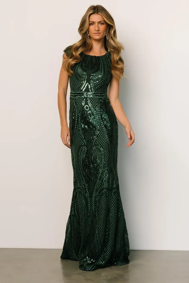 Baltic Born Embellished Sequin Women Alessia Sequin Gown Green