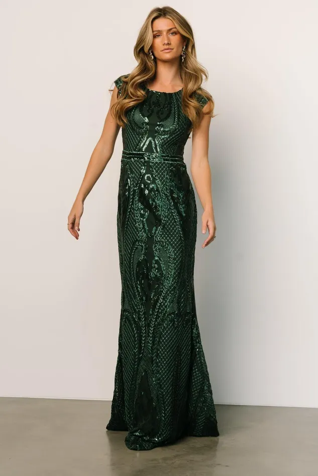 Baltic Born Embellished Sequin Women Alessia Sequin Gown Green