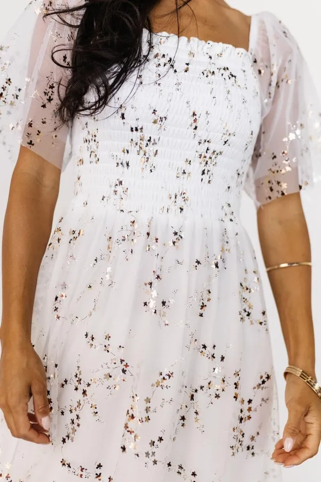 Baltic Born Embellished Sequin Women Cassandra Tulle Maxi Dress Metallic White Baltic Born Embellished Sequin Women Cassandra Tulle Maxi Dress Metallic White