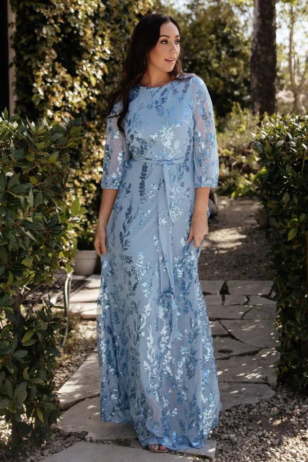 Baltic Born Embellished Sequin Women Destiny Sequin Maxi Dress Blue
