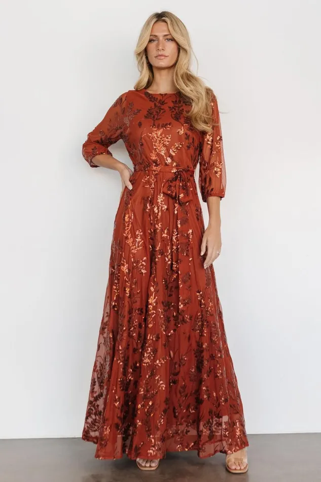 Baltic Born Embellished Sequin Women Destiny Sequin Maxi Dress Cinnamon