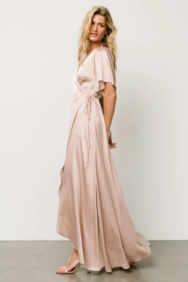 Baltic Born Maxi Dresses Women Vara Satin Maxi Wrap Dress Champagne Baltic Born Maxi Dresses Women Vara Satin Maxi Wrap Dress Champagne