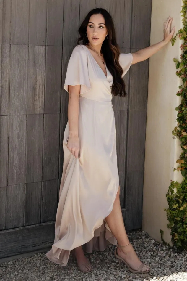 Baltic Born Maxi Dresses Women Vara Satin Maxi Wrap Dress Champagne Baltic Born Maxi Dresses Women Vara Satin Maxi Wrap Dress Champagne