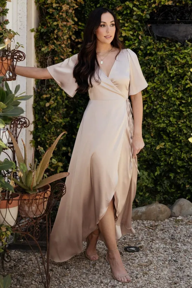Baltic Born Maxi Dresses Women Vara Satin Maxi Wrap Dress Champagne Baltic Born Maxi Dresses Women Vara Satin Maxi Wrap Dress Champagne