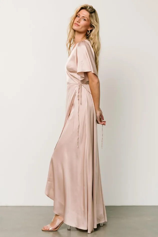 Baltic Born Maxi Dresses Women Vara Satin Maxi Wrap Dress Champagne Baltic Born Maxi Dresses Women Vara Satin Maxi Wrap Dress Champagne