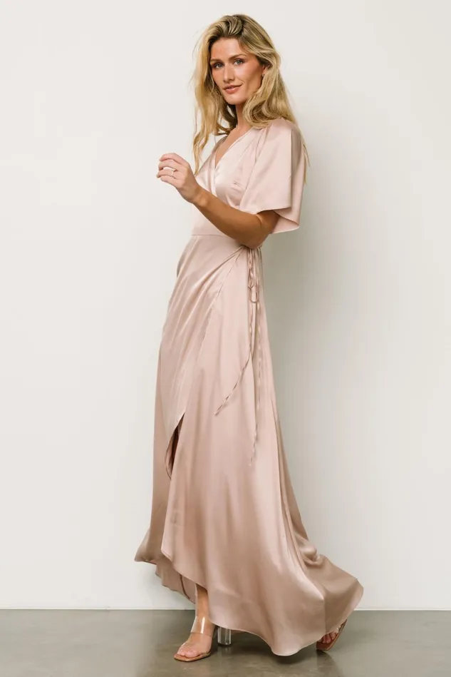 Baltic Born Maxi Dresses Women Vara Satin Maxi Wrap Dress Champagne Baltic Born Maxi Dresses Women Vara Satin Maxi Wrap Dress Champagne