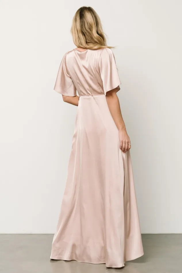 Baltic Born Maxi Dresses Women Vara Satin Maxi Wrap Dress Champagne Baltic Born Maxi Dresses Women Vara Satin Maxi Wrap Dress Champagne
