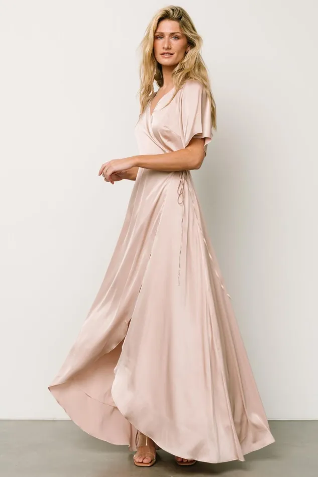 Baltic Born Maxi Dresses Women Vara Satin Maxi Wrap Dress Champagne Baltic Born Maxi Dresses Women Vara Satin Maxi Wrap Dress Champagne