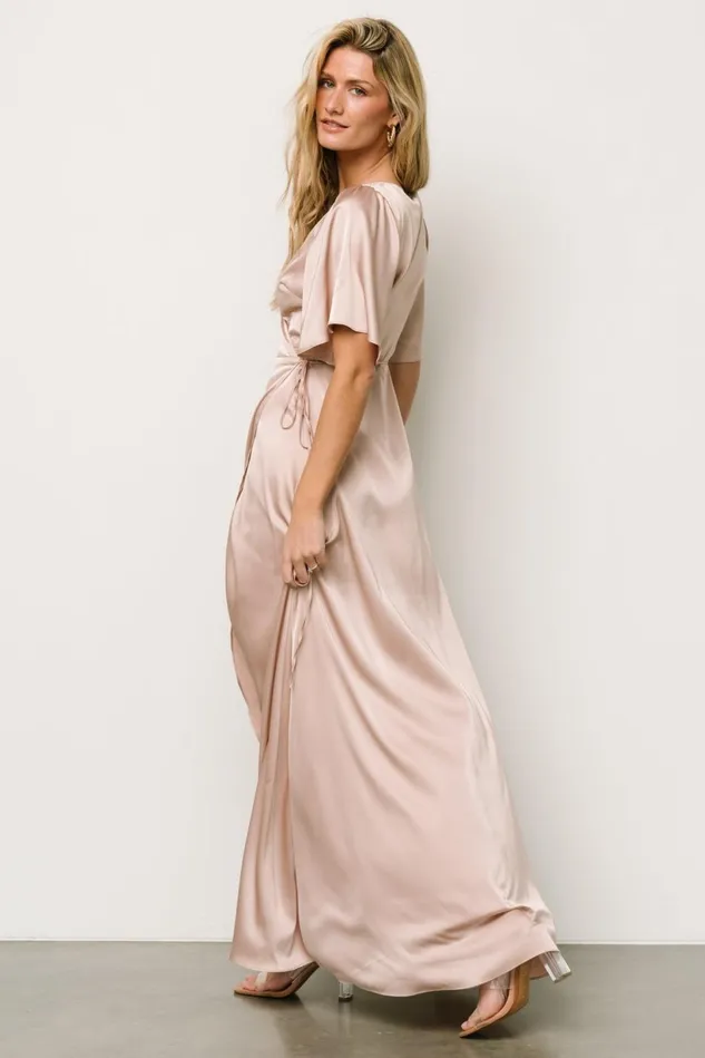 Baltic Born Maxi Dresses Women Vara Satin Maxi Wrap Dress Champagne Baltic Born Maxi Dresses Women Vara Satin Maxi Wrap Dress Champagne