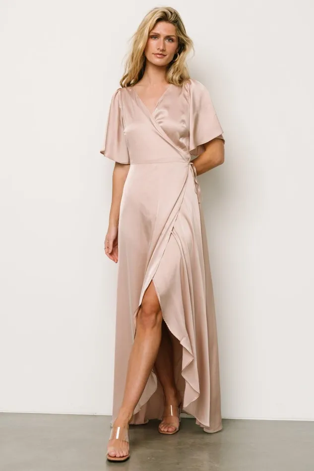 Baltic Born Maxi Dresses Women Vara Satin Maxi Wrap Dress Champagne Baltic Born Maxi Dresses Women Vara Satin Maxi Wrap Dress Champagne