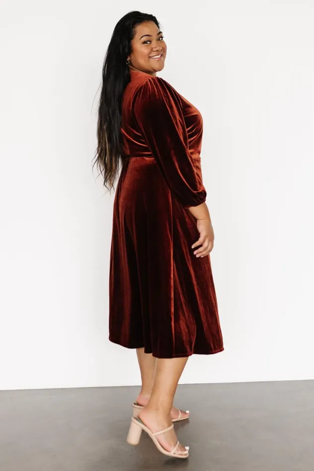 Baltic Born Midi Dresses Women Beckinsale Velvet Wrap Dress Cinnamon
