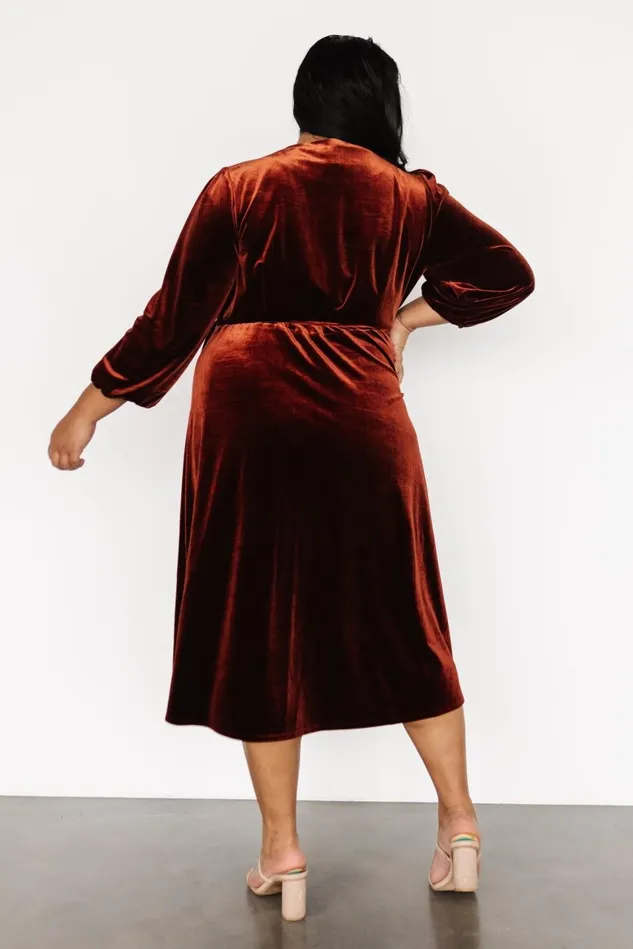 Baltic Born Midi Dresses Women Beckinsale Velvet Wrap Dress Cinnamon