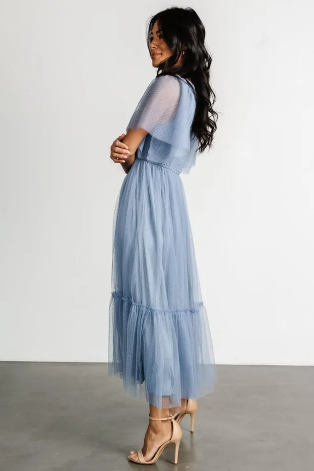 Baltic Born Midi Dresses Women Martha Smocked Tulle Dress Dusty Blue Baltic Born Midi Dresses Women Martha Smocked Tulle Dress Dusty Blue