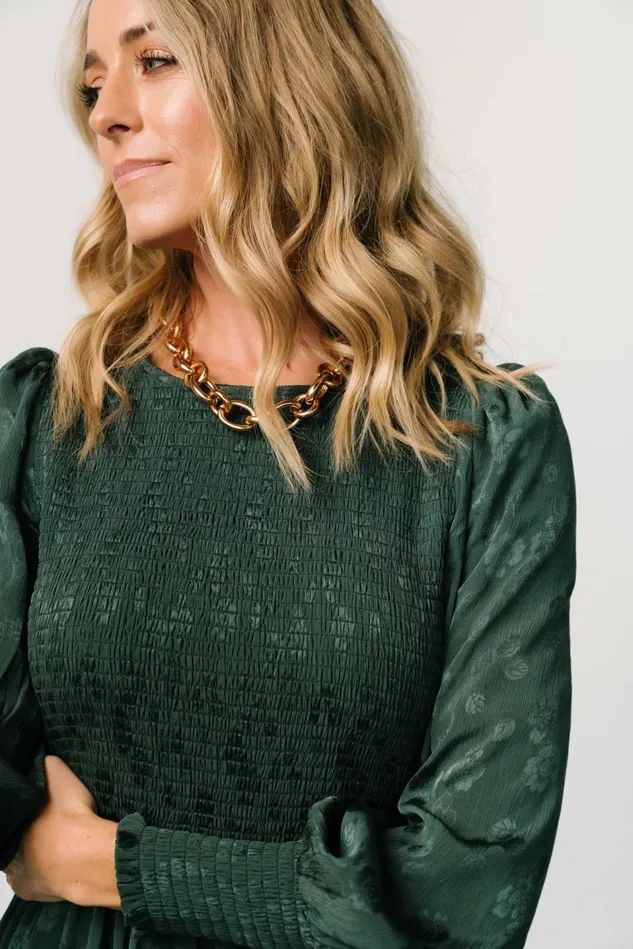 Baltic Born Midi Dresses Women Stockholm Smocked Dress Dark Green Baltic Born Midi Dresses Women Stockholm Smocked Dress Dark Green