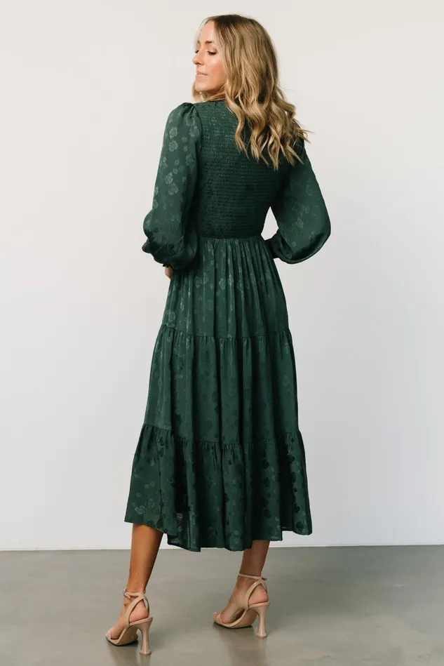Baltic Born Midi Dresses Women Stockholm Smocked Dress Dark Green Baltic Born Midi Dresses Women Stockholm Smocked Dress Dark Green