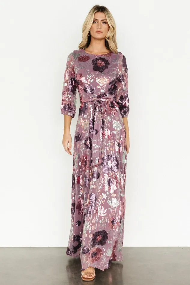 Baltic Born Mother Of The Bride Women Destiny Sequin Maxi Dress Lilac Floral