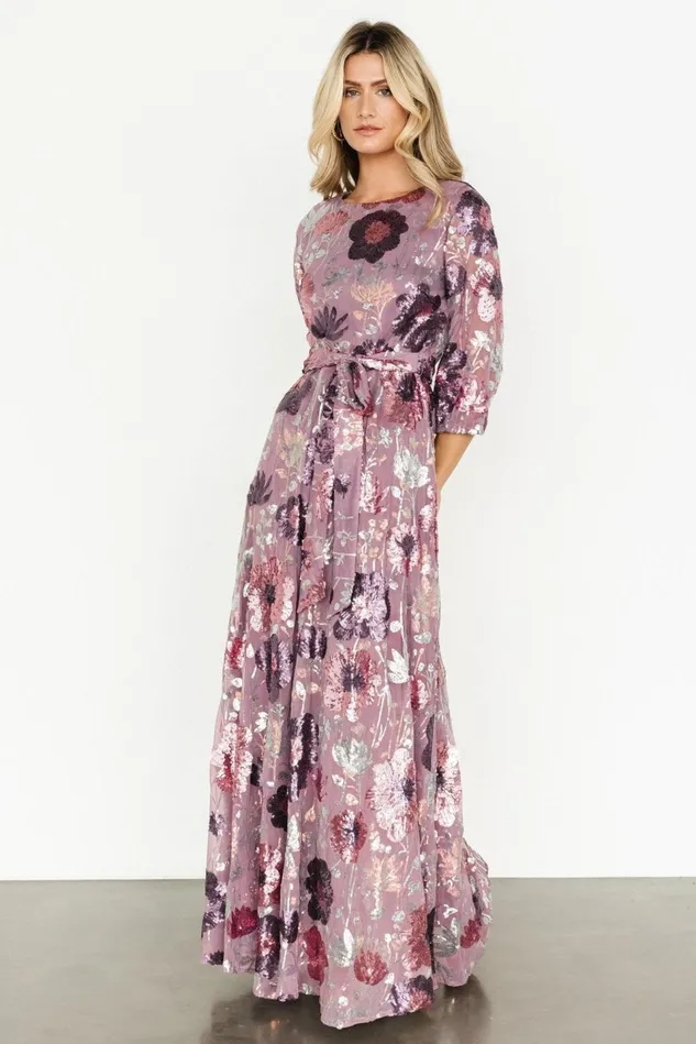 Baltic Born Mother Of The Bride Women Destiny Sequin Maxi Dress Lilac Floral