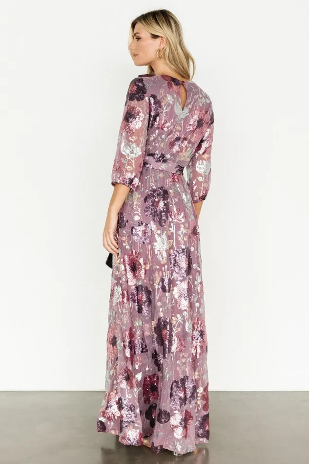 Baltic Born Mother Of The Bride Women Destiny Sequin Maxi Dress Lilac Floral