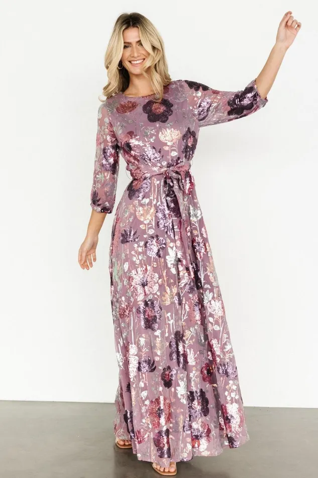 Baltic Born Mother Of The Bride Women Destiny Sequin Maxi Dress Lilac Floral