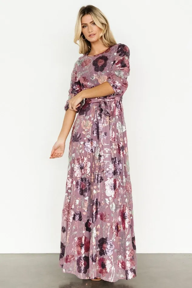 Baltic Born Mother Of The Bride Women Destiny Sequin Maxi Dress Lilac Floral