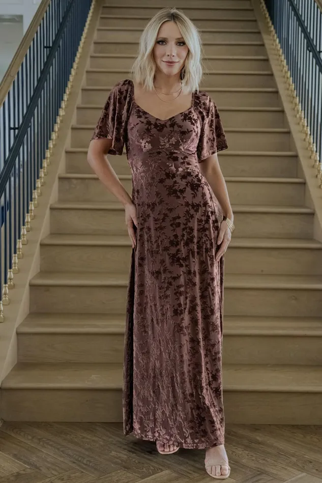 Baltic Born Mother Of The Bride Women Everley Velvet Maxi Dress Espresso