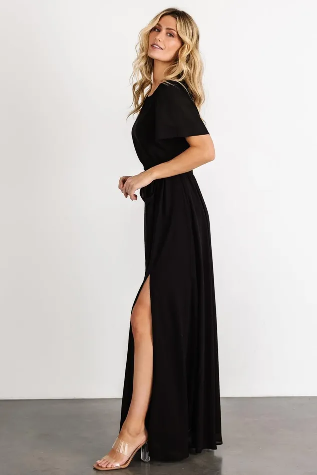 Baltic Born Mother Of The Bride Women Naomi Short Sleeve Maxi Dress Black