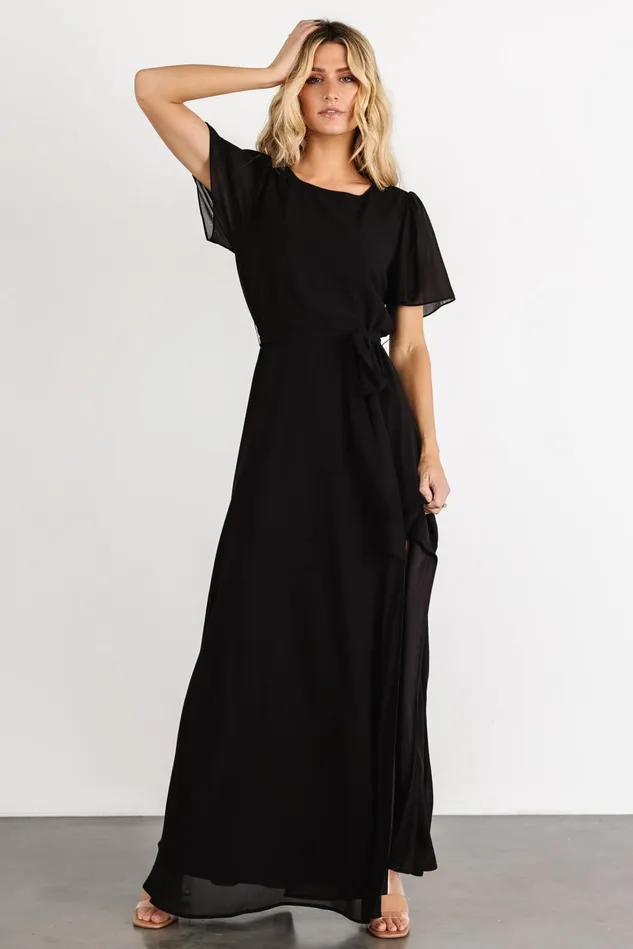 Baltic Born Mother Of The Bride Women Naomi Short Sleeve Maxi Dress Black