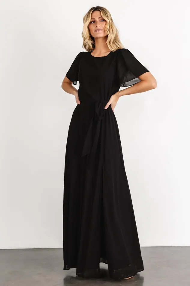 Baltic Born Mother Of The Bride Women Naomi Short Sleeve Maxi Dress Black