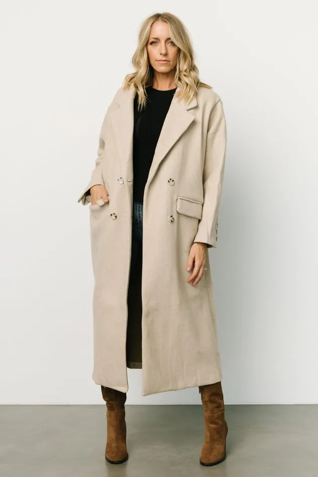 Baltic Born Outerwear Women Anderson Double Breasted Coat Natural