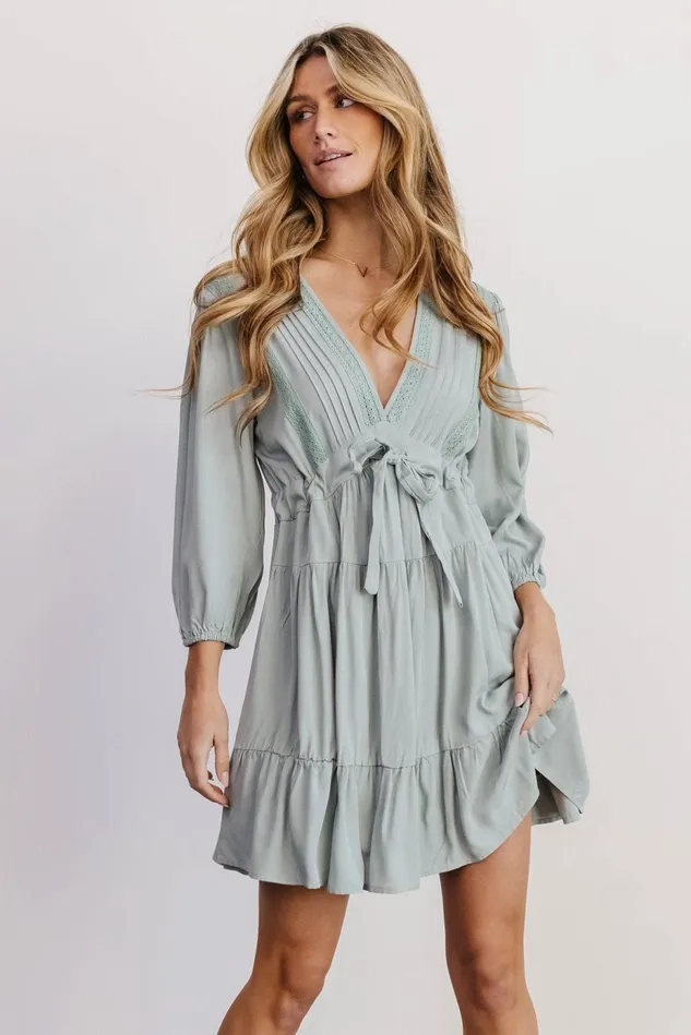 Baltic Born Short Dresses Women Amelia Boho Mini Dress Sage