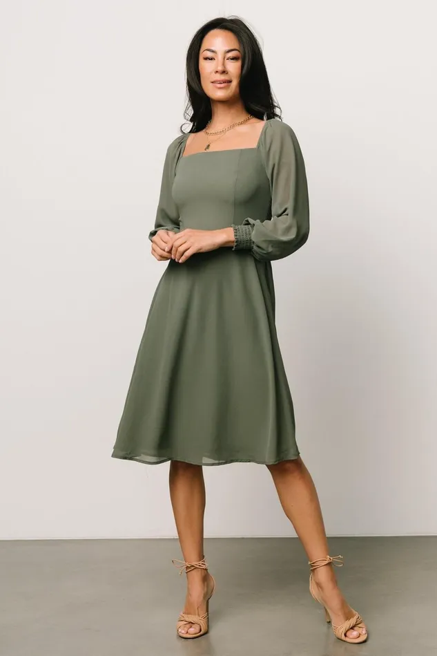 Baltic Born Short Dresses Women Elise Short Dress Dark Sage