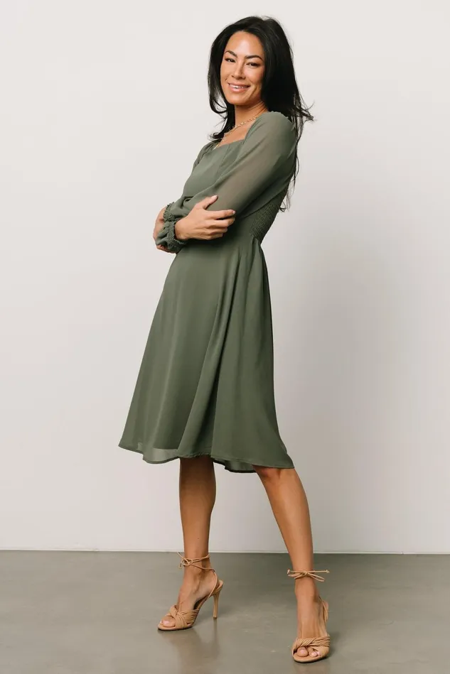Baltic Born Short Dresses Women Elise Short Dress Dark Sage