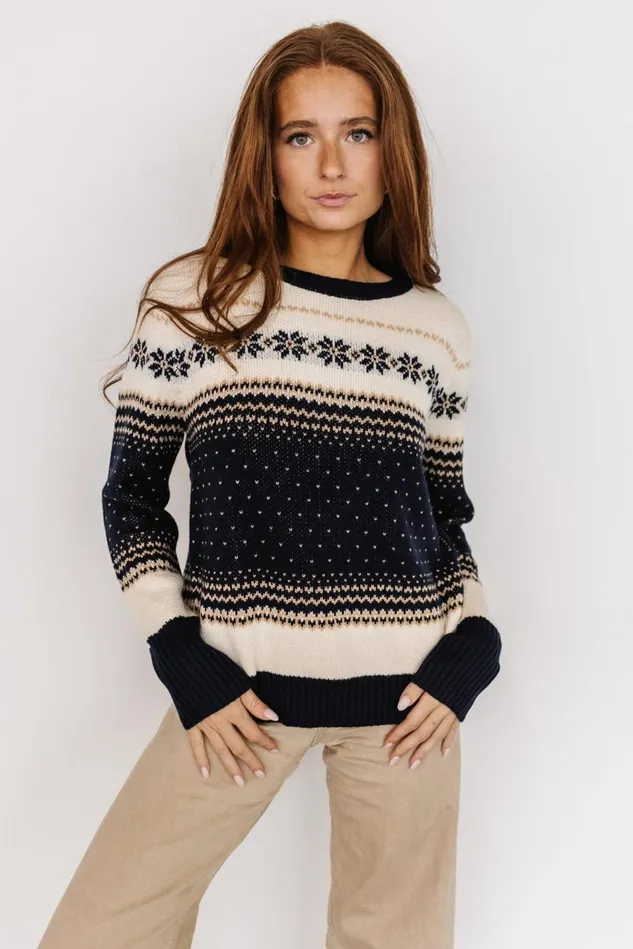 Baltic Born Sweaters Women Griffin Knit Sweater Navy Multi