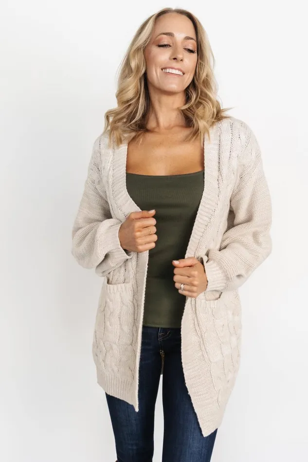 Baltic Born Sweaters Women Spencer Chunky Knit Cardigan Oatmeal