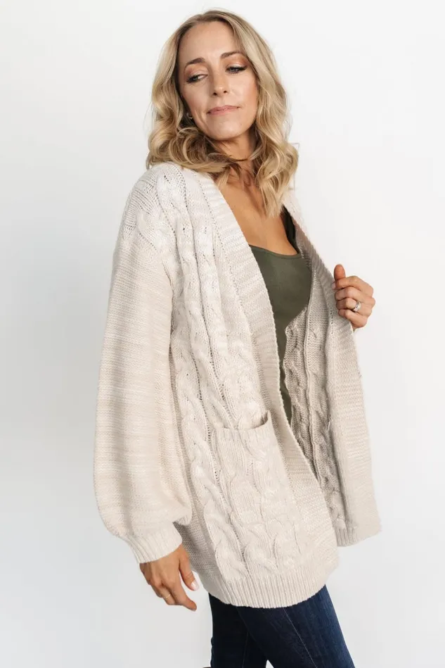 Baltic Born Sweaters Women Spencer Chunky Knit Cardigan Oatmeal Baltic Born Sweaters Women Spencer Chunky Knit Cardigan Oatmeal