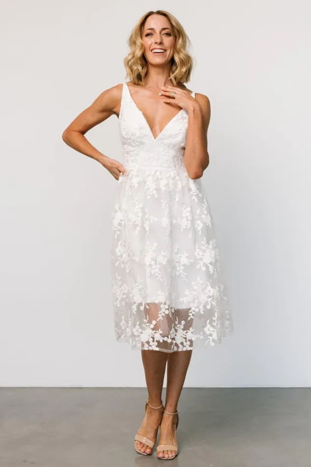 Baltic Born Tulle Styles Women Dante Applique Midi Dress Off White