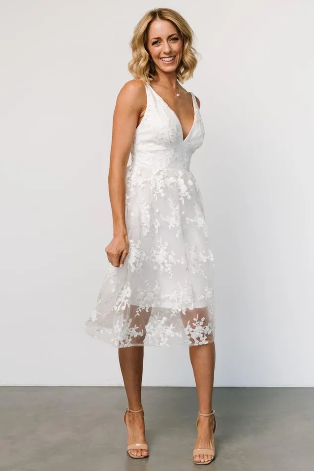 Baltic Born Tulle Styles Women Dante Applique Midi Dress Off White