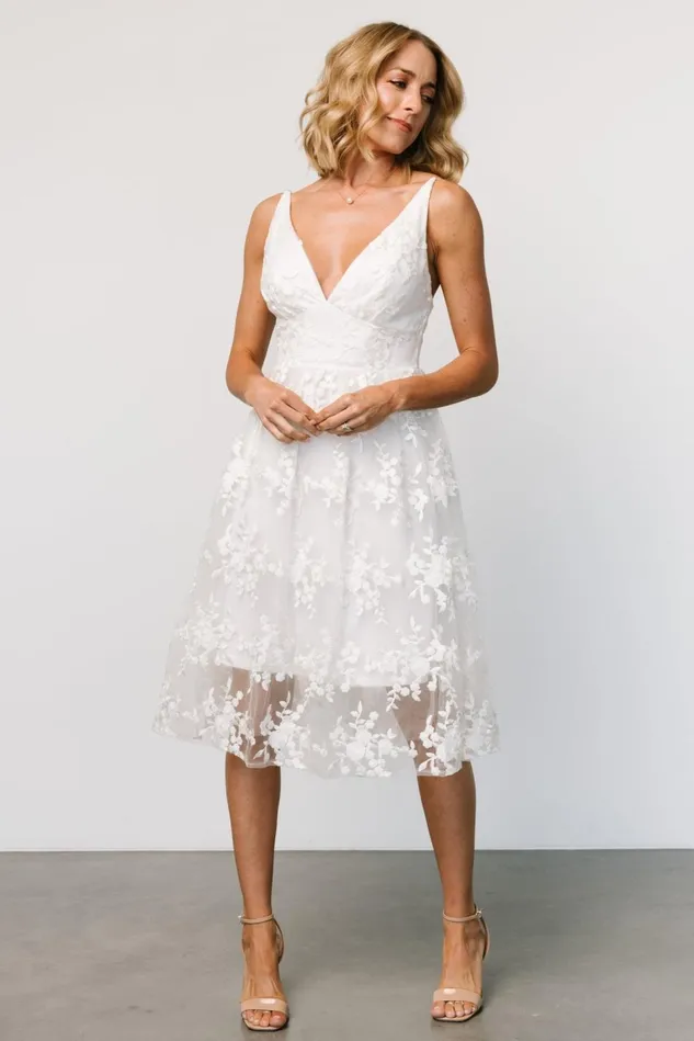 Baltic Born Tulle Styles Women Dante Applique Midi Dress Off White